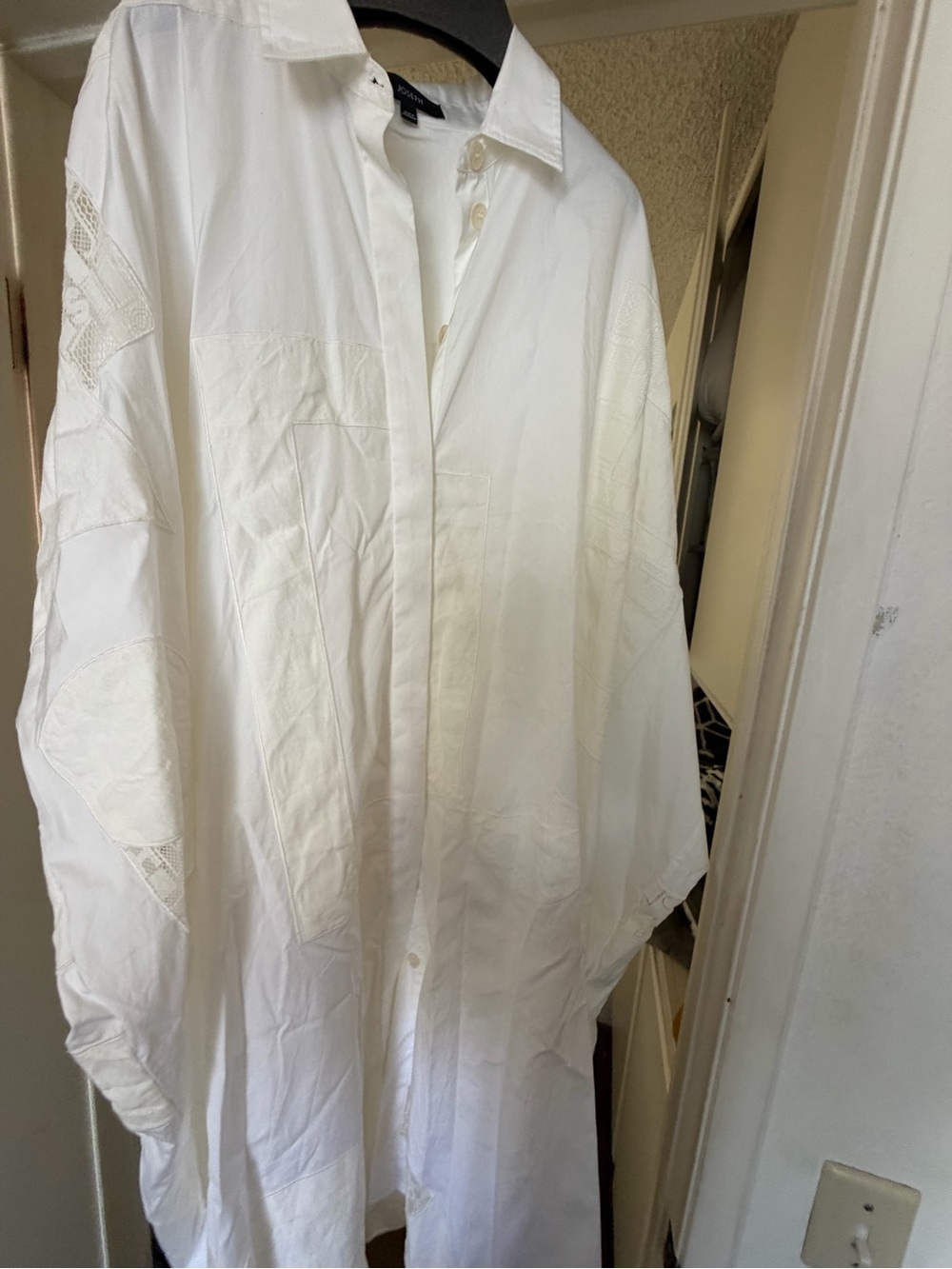 Joseph White Midi Shirt Dress with Lace Insets